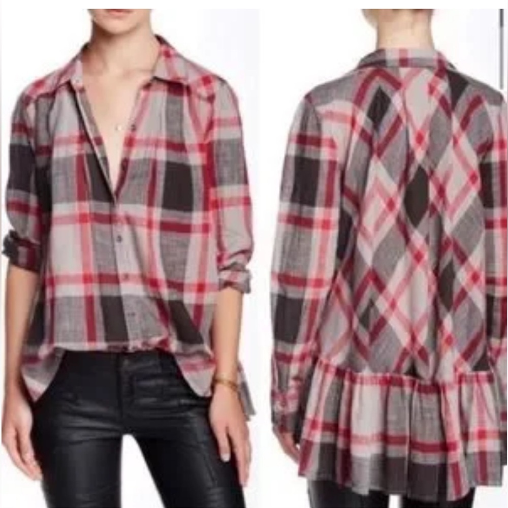Free People Peppy in Plaid Button Down Shirt